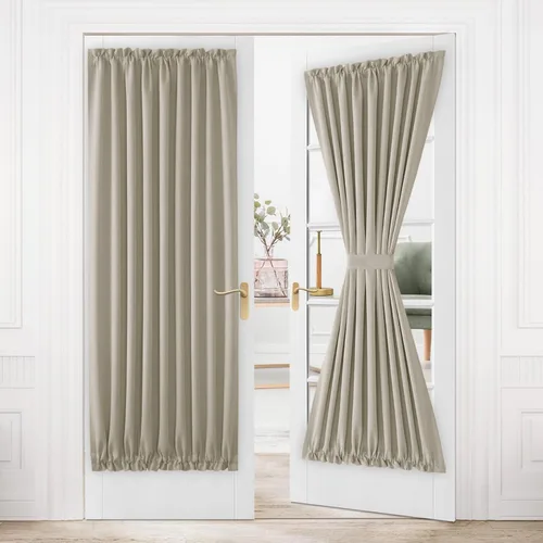 Miniatura 186 de DWCN Cortinas para puerta francesa: cortina térmica con bolsillo para barra para puertas con ventana de vidrio, puertas de cocina y patio