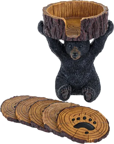 Miniatura 13 de Pine Ridge Juego de posavasos rústico elegante con soporte para la cueva del hombre, decoración del viejo oeste, tema de cabaña de cazador rústico