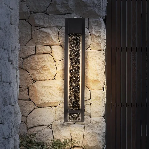 Miniatura 19 de ASD Lámpara de pared LED de vidrio burbuja de 24 pulgadas, aplique texturizado para exteriores e interiores 3CCT, impermeable, regulable, Negro