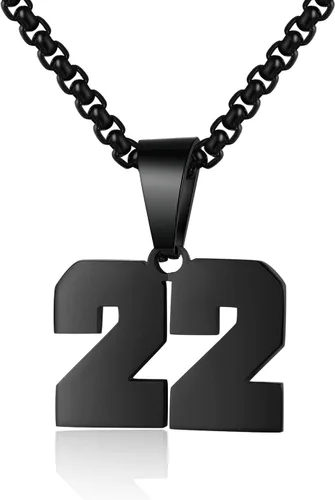 Collar de números para niños y deportistas, cadena negra de acero inoxidable de 00 a 99, dije de dije personalizado para hombres, baloncesto,
