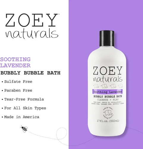 Miniatura 2 de Zoey Naturals - Baño de burbujas calmante de lavanda para niños y bebés, jabón hidratante sin lágrimas para niños pequeños con aloe y aceite