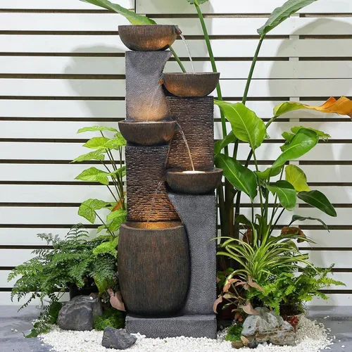 Bumilgar 51.4" H Fuente de agua para jardín al aire libre de 5 niveles para jardín, patio, patio trasero, terraza, porche y decoración de arte para