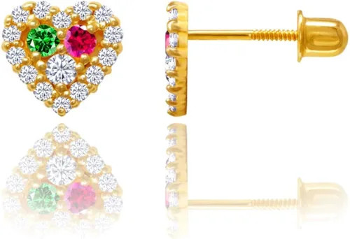 Miniatura 2 de 14kt oro macizo Kids Corazón Stud Screwback arete