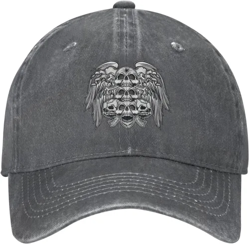 Miniatura 2 de Cowboy Hat Trendy Hats for Man and Women Djustable Four Season Outdoor Baseball Cap of Hell Skull with Angel Deep Heather