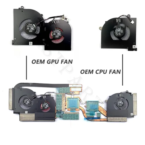 Miniatura 3 de BestParts Nuevo reemplazo original del ventilador de refrigeración de CPU+GPU para MSI GS65 Stealth Thin, P/N: MS-16Q2 MS-16Q3, 16Q2-CPU 16Q2-G-CCW