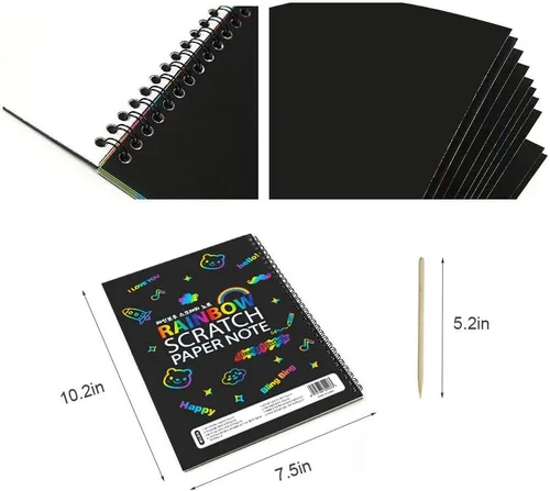 Miniatura 7 de I&Art - Libros de arte para rascar para niños, papel de arte para rascar, arco iris, para los mejores regalos