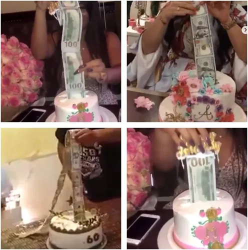 Miniatura 2 de Kit de extracción de dinero, caja de dinero de cumpleaños con 1 adorno para pastel de cumpleaños y 20 bolsas transparentes conectadas, decoración
