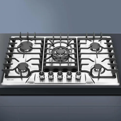 Miniatura 6 de Placa de cocina de gas de 30 pulgadas, 5 quemadores incorporados de acero inoxidable, placa de gas LPG/NG convertible, placa de gas de doble