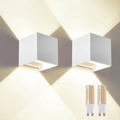 Miniatura 13 de 2 piezas de luces de pared G9 para exterior/interior, apliques de pared con luces hacia arriba y abajo, IP65 impermeables, iluminación moderna