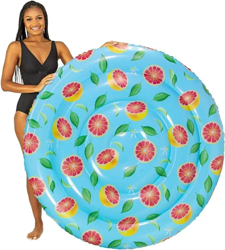 PoolCandy Flotadores inflables para piscina, tumbonas, sillas de sol y piscinas de sol con estampado de pomelo Flotador de piscina con estampado de