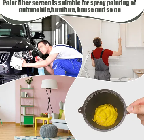 Miniatura 6 de 30 filtros de pintura de 3.937 in reutilizables de plástico con filtro de embudo de malla de nailon fino para aceite, pinturas al óleo a base