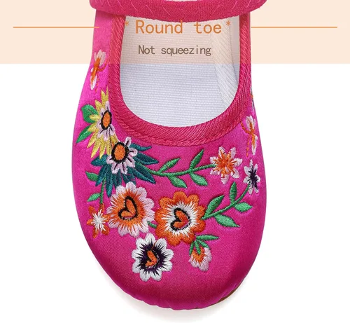 Miniatura 3 de Encanto - Zapatos de disfraz de Mary-Jane, zapatos planos de punta redonda, cuña baja, zapatos de ballet con bordado floral para niñas, Halloween