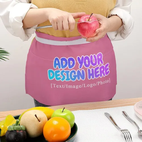 Miniatura 132 de AXKEUDO Delantal personalizado con bolsillos, delantales de cintura para camarera para cocinar en casa, restaurante, servir trabajo