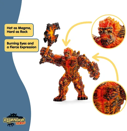 Miniatura 3 de Schleich Eldrador Creatures - Figurina de monstruo de lava con hacha de batalla para jugar - Figura de acción de golem de fuego gigante posable