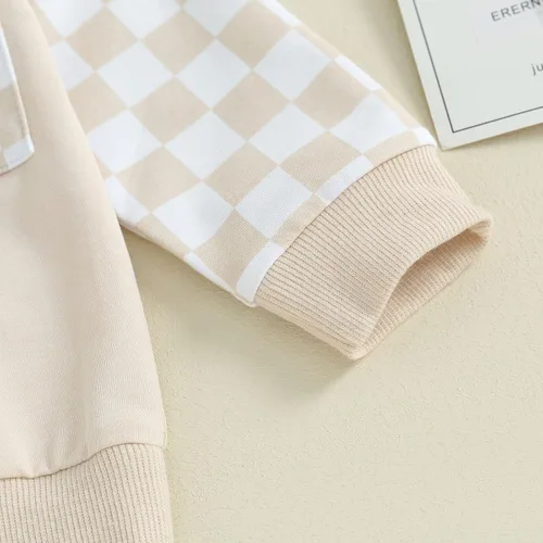 Miniatura 56 de Conjunto de ropa de otoño e invierno para bebé niño pequeño, sudadera de manga larga con colores contrastantes, pantalones elásticos para recién