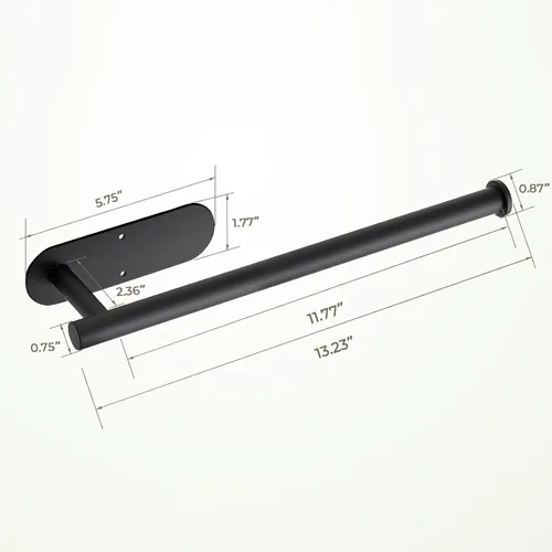 Miniatura 3 de Paquete de 2 soportes para toallas de papel, acero inoxidable SUS304 negro mate, autoadhesivo o perforador, soporte de pared para cocina y baño