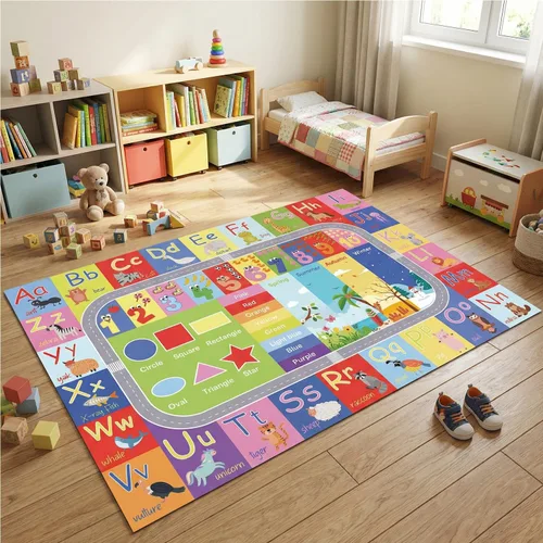 Miniatura 6 de ABC Kids Play Mat, Educational Alphabet Rug with Numbers & Animals, Non-Slip Carpet for Playroom Classroom Nursery, 59x39.4 Inch