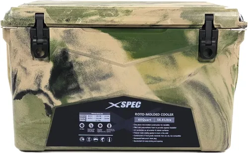 Xspec Enfriador de hielo moldeado Roto de alto rendimiento de 60 cuartos de galón | Enfriador duro extra grande Pro resistente, duradero, para