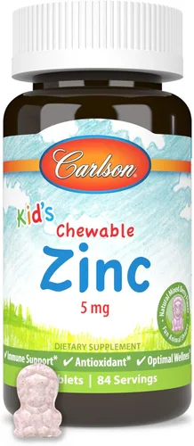 Miniatura 5 de Carlson - Zinc masticable para niños, 5 mg, soporte para la salud, sabor natural de bayas mixtas, 84 tabletas