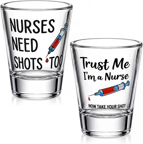 Lounsweer Nurses Need Shots Too Shot Glass, Funny Nurse Gifts 2 oz Tequila Shot Glasses Mini Cups for Lpn Gifts for Nursing Graduation Party