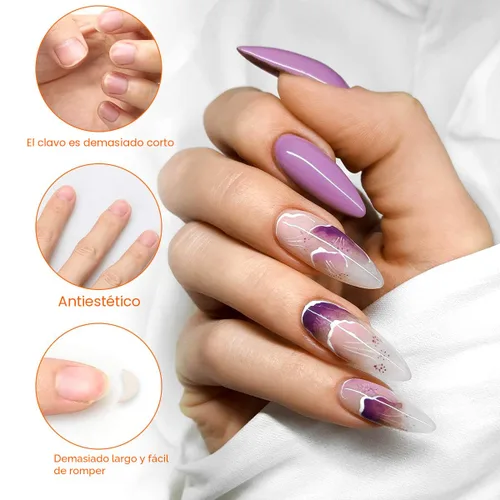 Miniatura 4 de 200 formas de uñas para gel constructor, formas de extensión de uñas autoadhesivas AHIER para bricolaje en casa, suministros profesionales de arte