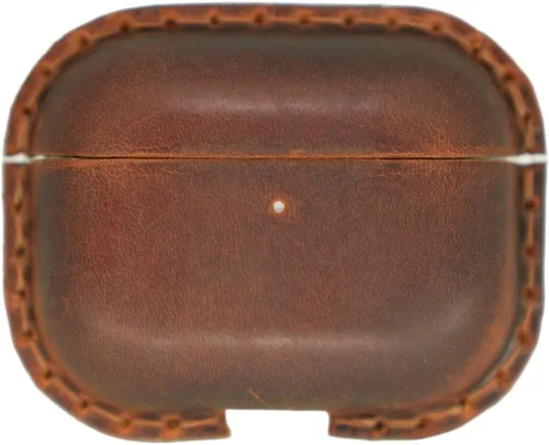 JJNUSA Funda de cuero vintage genuino envejecido para Airpods Pro 3 3ª generación (2025) Funda protectora con carga inalámbrica compatible con Marrón