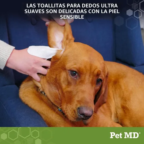 Miniatura 4 de Pet MD Toallitas limpiadoras de oídos para perros, limpiador ótico para perros, cuidado calmante de los oídos con aloe vera y eucalipto, toallitas