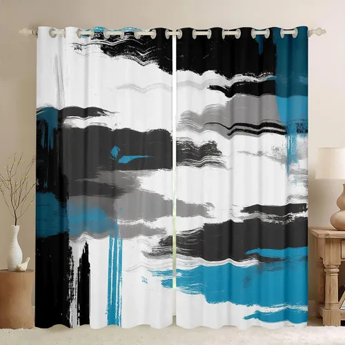Miniatura 10 de Feelyou Cortinas opacas abstractas modernas de arte abstracto para dormitorio, sala de estar, niños, patrón rojo, gris, negro, patrón de Multi 05