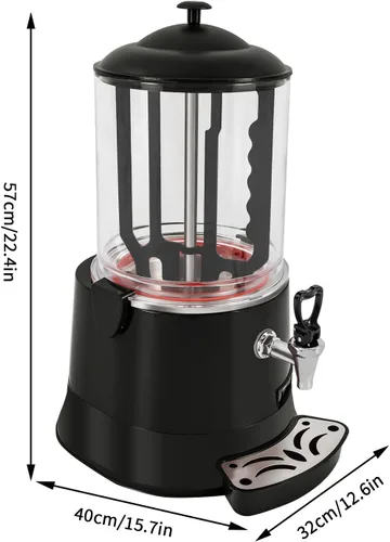 Miniatura 7 de Dispensador comercial de chocolate caliente de 10 L, calentador de bebidas calientes, máquina para hacer chocolate caliente, olla de bebidas