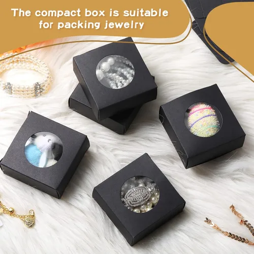 Miniatura 4 de TaoBary 100 Cajas de Jabón para Caseros, Cajas Pequeñas de Papel para Embalaje de Regalo de 3 x 3 x 1.2 Pulgadas con Ventana, Envoltorios de Regalo