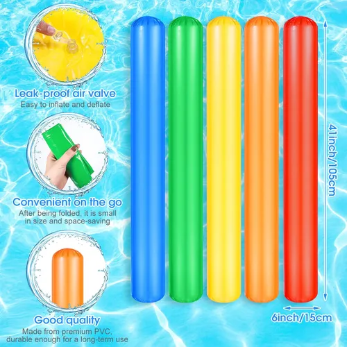 Miniatura 2 de Palos inflables para piscina de 41.3 pulgadas, fideos de natación de PVC, coloridos fideos inflables para piscina, adultos, flotadores, fideos