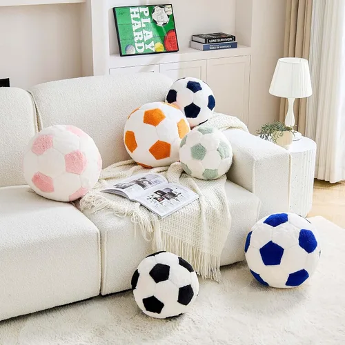 Miniatura 4 de XVTRU Almohada de fútbol de la Copa del Mundo, almohada estética para decoración del hogar, almohadas de felpa redonda para pelota de fútbol