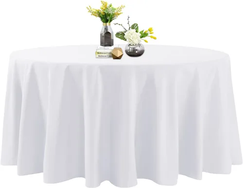 Miniatura 49 de Mantel de poliéster lavable de 90 pulgadas, resistente a las manchas y a las arrugas, mantel decorativo para mesa de comedor, fiestas de bufé y Negro