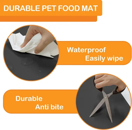 Miniatura 5 de KVK Tapete de agua para perros de 39.4 x 29.5 pulgadas, tapete de silicona para perros para comida y agua, extra grande, tapete de comida para Gris