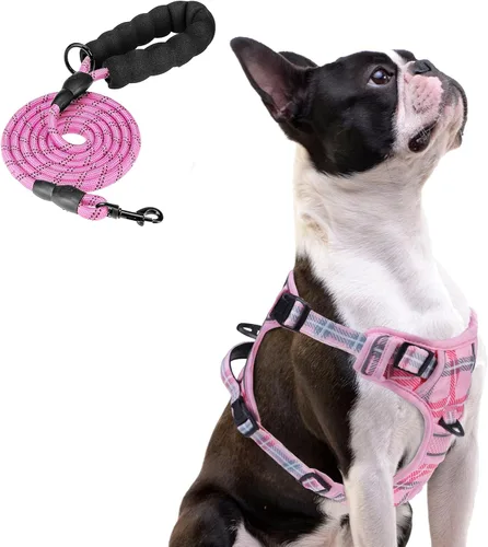 Miniatura 48 de PUPTECK Arnés para perro sin tirones para perros grandes, arnés para perro ajustable reflectante con mango de fácil control, arnés para mascotas