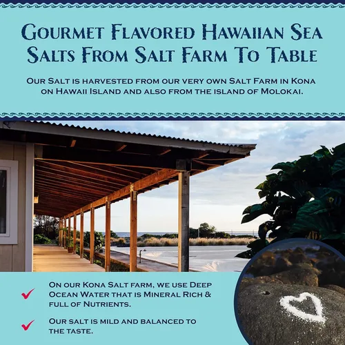 Miniatura 4 de Sea Salts of Hawaii Paquete de 3 variedades, sal hawaiana pura de Kona, sal de ajo asado, sal marina hawaiana con sabor a limón y romero