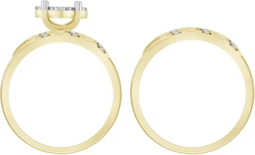 Miniatura 4 de Eternal Bliss 110 cttw Anillo de compromiso de boda con forma marquesa de diamante natural redondo en oro amarillo sólido de 10 quilates