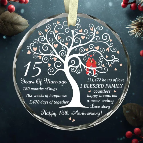 Miniatura 6 de Adorno de aniversario de 15 aniversario de boda, regalo para 15 aniversario, aniversario de cristal, idea de regalo de 15 años de Marrige