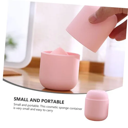 Miniatura 3 de Caja de almacenamiento de soplo de polvo, contenedores rosados, esponja de belleza, maquillaje rosa, portátil, esponjas para maquillaje, esponjas