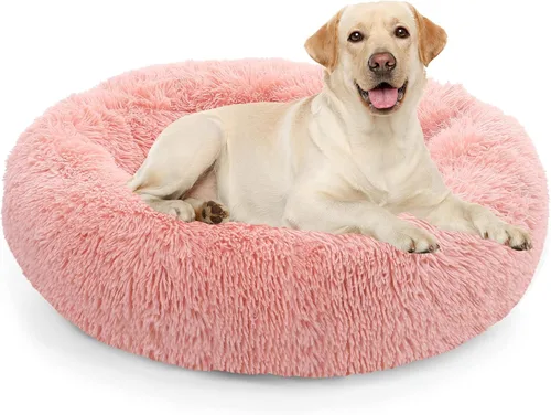 Miniatura 32 de NOYAL Cama Calmante en Forma de Rosquilla para Perros Pequeños a Medianos y Gatos - Cama para Mascotas de Felpa de Piel Sintética Anti-Ansiedad