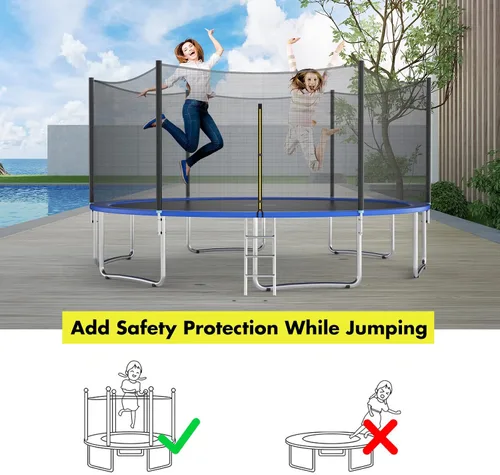 Miniatura 8 de Giantex Red de Seguridad para Trampolín, 8 10 12 14 15 16 Pies Red de Repuesto Resistente a la Intemperie para Marco Redondo, con Cremalleras