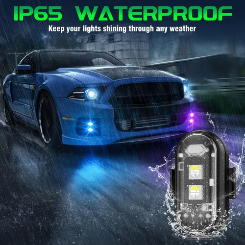 Miniatura 4 de Luces estroboscópicas RGB LED inalámbricas para aviones con control remoto, 8 colores, 10 modos de parpadeo, carga USB, luces anticolisión