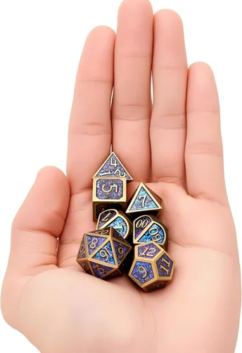 Miniatura 4 de Juego de dados de metal D&D Dragón y mazmorra de metal poliédrico, estilo punk, juego de rol RPG Explorer, MTG Pioneer Game DND, juego de dados