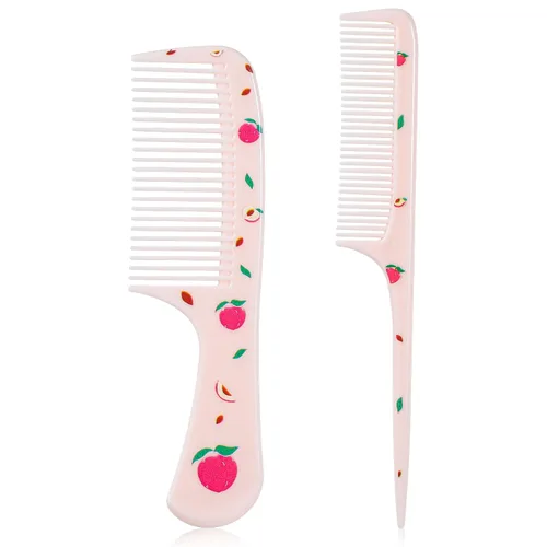 Juego de peines para bebé, peine pequeño y lindo de dientes finos para niños pequeños y cola de rata para peinar, peine rosa para pelitos de bebé,
