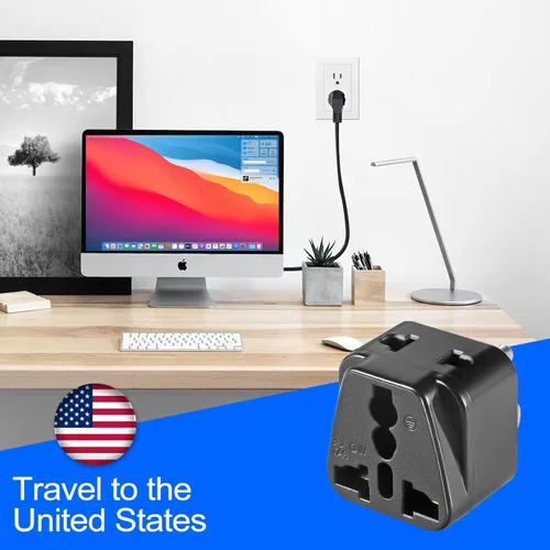 Miniatura 6 de Paquete de 2 adaptadores de enchufe de viaje de EE. UU., UE/Reino Unido/AU/in/CN/JP/Asia/Italia/Brasil a Estados Unidos (tipo B), enchufe de pared
