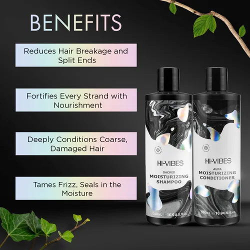 Miniatura 3 de MOEHAIR Hi-Vibes - Champú, acondicionador y suero vegano Juego de champú y acondicionador de aceite de argán con suero antiencrespamiento
