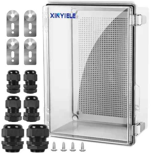 Miniatura 10 de Caja de conexiones de plástico ABS impermeable para proyectos al aire libre, IP67, resistente a la intemperie, a prueba de polvo con cubierta