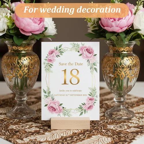 Miniatura 5 de 50 soportes de madera para tarjetas de lugar, soportes de números de mesa, soportes acrílicos, soportes de exhibición de imágenes para boda, fiesta