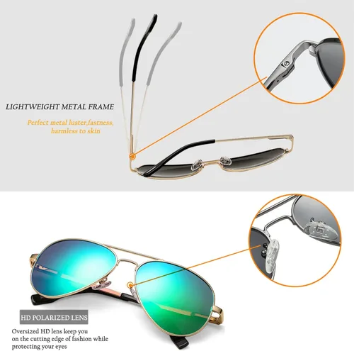 Miniatura 5 de HJSTES Gafas de sol polarizadas de aviador para niñas y niños, gafas clásicas para jóvenes, lentes de protección UV400, 2.047in