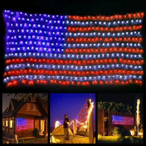 Miniatura 8 de XTF2015 - Cadena de luces LED de la bandera de los Estados Unidos, resistente al agua, para Navidad, festival, vacaciones, día de la independencia